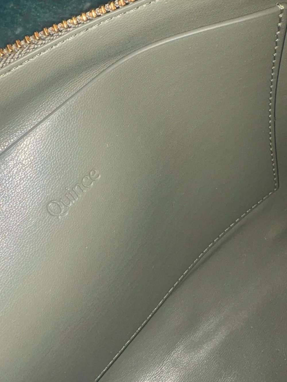 Quince Sage Olive Green Italian Genuine Leather Cosmetic Makeup Tote L Travel
